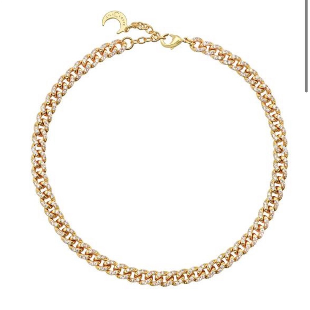 Lili Claspe Celine Curb Anklet, Pave, Gold